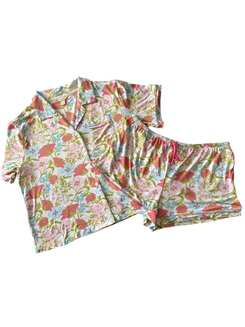 NWT Vera Bradley Womens Floral Pajama Set XL Button-Up Shirt Shorts Pockets - Picture 4 of 14
